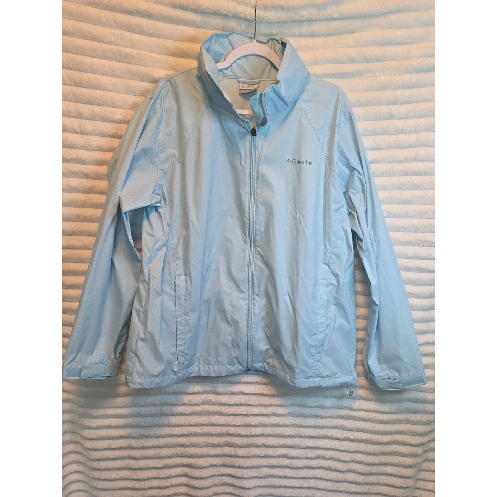 0206 Columbia Women's Pale Blue Packable Windbreaker Jacket